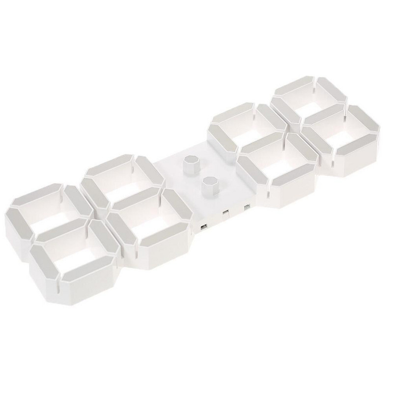 Didelio dydžio LED 3D skaitmeninis sieninis laikrodis su nuotolinio valdymo pultu 12/24 valandų režimas, skirtas namų dekoravimui EU kištukas, baltas korpusas su šviesa