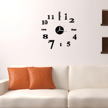 Голям кварцов стенен часовник Направи си сам модерен дизайн 3D стикер за стена Часовник Акрилен огледален механизъм Стикери Декорация на домашна всекидневна