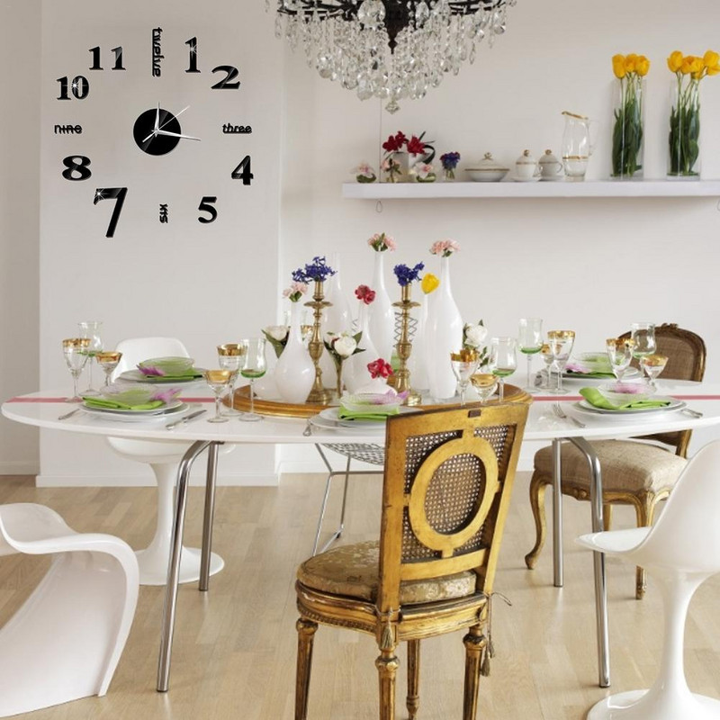 Didelis kvarcinis sieninis laikrodis „pasidaryk pats“ modernaus dizaino 3D sieninis lipdukas Laikrodis Akrilo veidrodžio mechanizmo lipdukai Namų svetainės apdaila