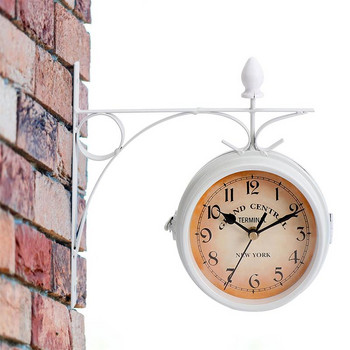 Ρολόι τοίχου ευρωπαϊκού στυλ Δημιουργικά κλασικά ρολόγια τοίχου Διακόσμηση σπιτιού Κρεμαστό ρολόι διπλής όψης (λευκό)