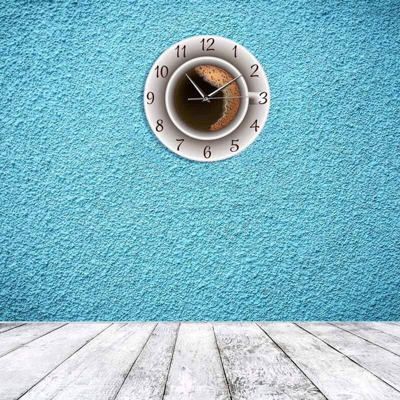 Чаша кафе с пяна Декоративен тих стенен часовник Кухненски декор Стенен знак за кафене Часовник Стенен часовник в стил кафене