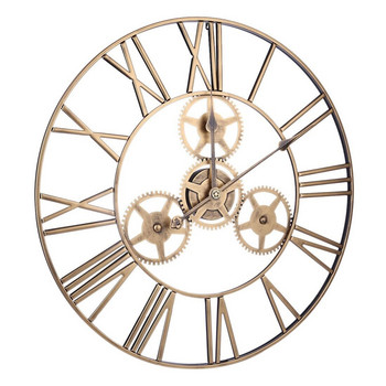 Ретро стенен часовник 3D декоративен луксозен арт Big Gear Iron Vintage голям стенен часовник, ръчно изработен извънгабаритен на стената за подарък