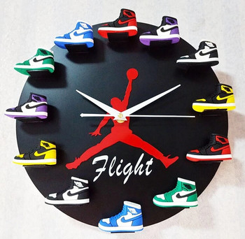 Креативни баскетболни обувки Стенни часовници 3D стенен часовник Модерен дизайн Стенен часовник за домашен декор Декорация за всекидневна 30 см стенен часовник