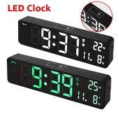 Digitális falióra Modern dizájn Hőmérséklet Dátum Hét Kijelző Asztali óra USB Plug-in LED ébresztőóra Tanulmányi Nappali dekoráció