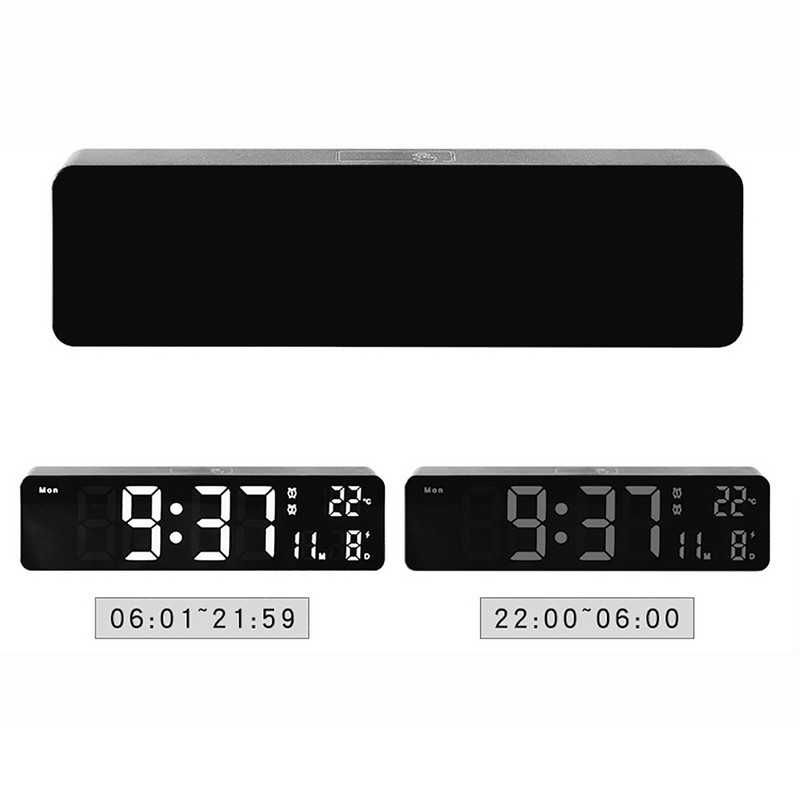 Digitális falióra Modern dizájn Hőmérséklet Dátum Hét Kijelző Asztali óra USB Plug-in LED ébresztőóra Tanulmányi Nappali dekoráció
