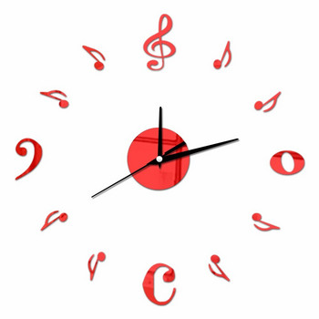 Стенен часовник Music Note Акрилен уникален кварцов заглушен декоративен часовник Модерен дизайн Направи си сам Самозалепващи стикери за стена с огледален ефект