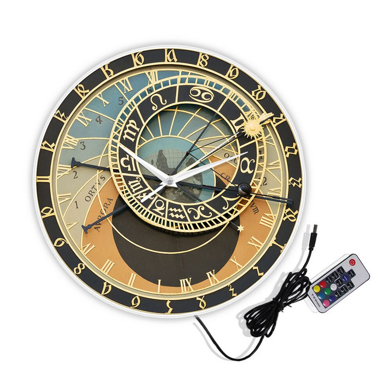 Čekijos Respublika Prahos sieninis laikrodis miegamojo žvaigždyno namų dekoravimui Laikrodis Astronominis spausdinimo laikrodis Astronomijos meilužio dovana