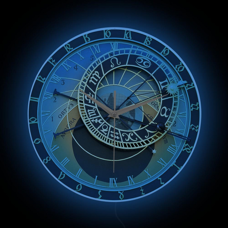 Čekijos Respublika Prahos sieninis laikrodis miegamojo žvaigždyno namų dekoravimui Laikrodis Astronominis spausdinimo laikrodis Astronomijos meilužio dovana