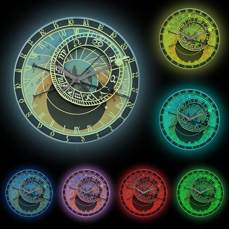 Čekijos Respublika Prahos sieninis laikrodis miegamojo žvaigždyno namų dekoravimui Laikrodis Astronominis spausdinimo laikrodis Astronomijos meilužio dovana