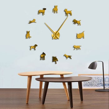 Направи си сам голям стенен часовник Bulterrier Dog Wall Art Dog Breed Pug Needle Clock Часовник Зоомагазин Декор Подарък за любителите на бултериери