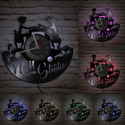 Individualizuotas SPA salonas Verslo sienų iškabos Sienų dekoras Nagų salonas Suasmenintas Jūsų vardas Vinilo plokštelių sieninis laikrodis lenkiškas mados meno laikrodis