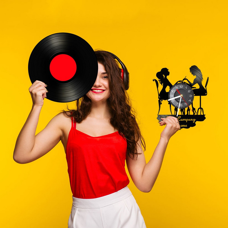 Individualizuotas SPA salonas Verslo sienų iškabos Sienų dekoras Nagų salonas Suasmenintas Jūsų vardas Vinilo plokštelių sieninis laikrodis lenkiškas mados meno laikrodis