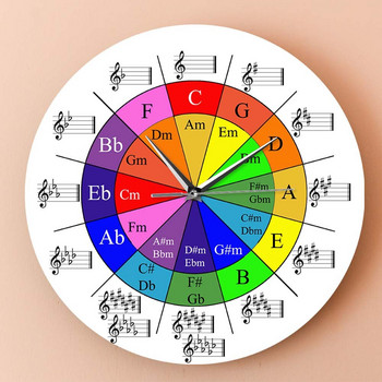 Стенен часовник Circle of Fifths Музикална теория The Wheel of Harmony Музикална теория Стенен часовник Modern Art Music Classroom Decoration Gift