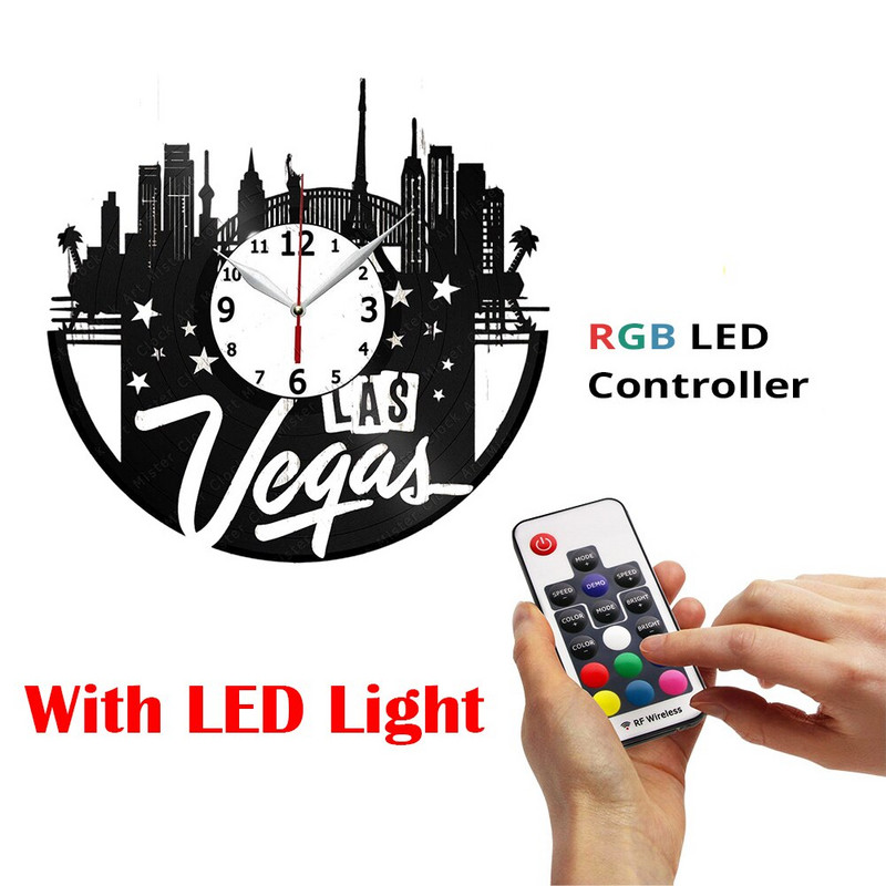 Ceas de perete cu disc de vinil Las Vegas 777 Poker Casino Ceas de perete Semn pentru camera de noroc Decorare de pereteJoc de carte de joc Ceas de ruleta Ceas