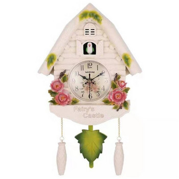 Европейски кварцов стенен часовник с кукувица от смола Bird Time Bell Swing Alarm Watch Decor