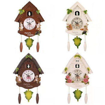 Европейски кварцов стенен часовник с кукувица от смола Bird Time Bell Swing Alarm Watch Decor