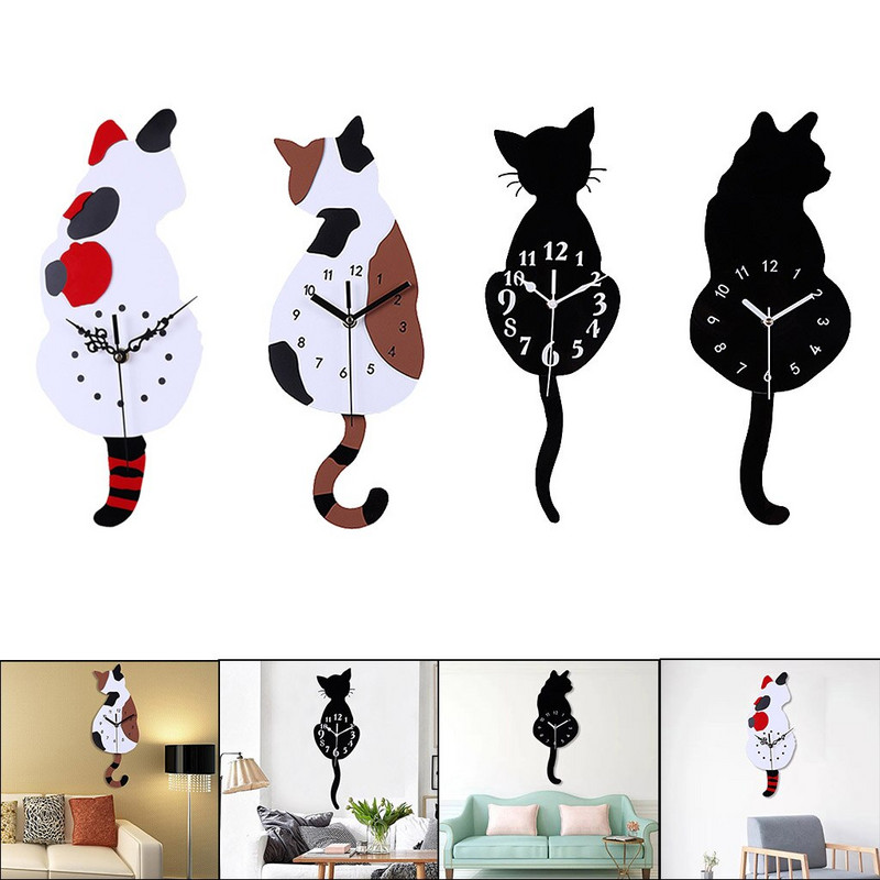 1db 3D Cat kvarc falióra lengő farkú lengőelem, hálószobába