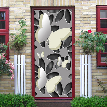 2 τμχ/σετ Retro Library Αδιάβροχη ταπετσαρία για πόρτες Αυτοκόλλητες αφίσες βινυλίου Αυτοκόλλητο τοίχου με μοτίβο 3D