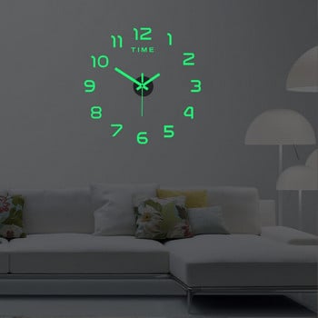 Τρισδιάστατα φωτεινά αυτοκόλλητα ρολόι τοίχου DIY Ψηφιακό ρολόι Quartz Needle Horloge DIY ρολόγια τοίχου μεγάλου μεγέθους Διακόσμηση επιστολής σπιτιού