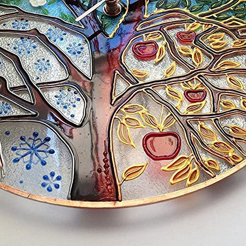 Ceas de perete cu copac în patru anotimpuri de 14,2 inch, ceas cu copac mare agățat pe perete, decorațiuni interioare din acril