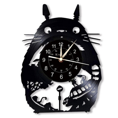 Aranyos bakelit lemez falióra otthoni kreatív dekoráció Szomszédom Totoro Anime fények nélkül Led óra