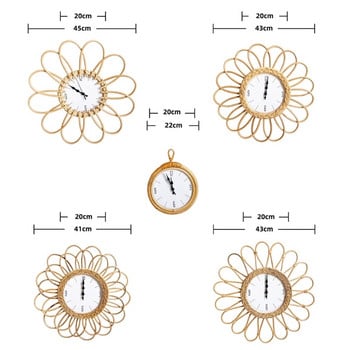 Стенен часовник с ръчно тъкана рамка от ратан Направи си сам часовник с опростен дизайн за стенен часовник за дома, спалнята, всекидневната, общежитието, декорация