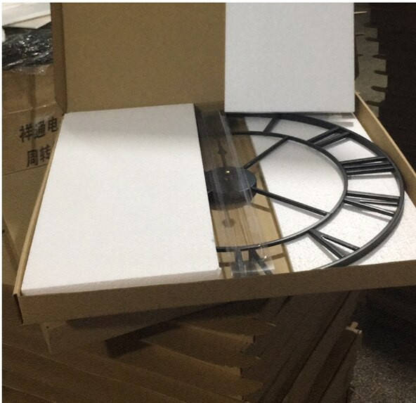 40CM Скандинавски метални стенни часовници с римски цифри Ретро желязо с кръгло лице Черно злато Голям външен градински часовник Декорация на дома