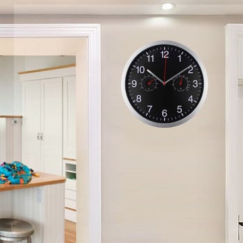 Метален безшумен кварцов стенен часовник тихо движение термометър хигрометър без тиктакане Home Art Decor нов дизайн