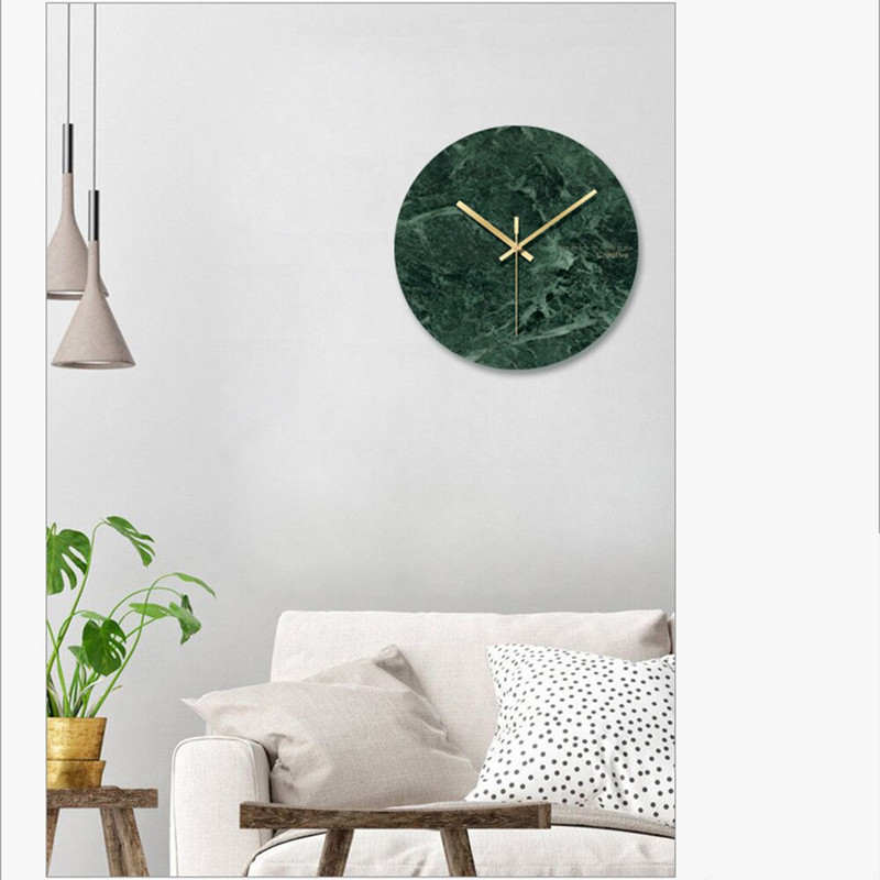 1PC Мраморен стенен часовник Прост декоративен креативен скандинавски модерен мраморен часовник Стенен часовник за всекидневна Кухня Офис Спалня