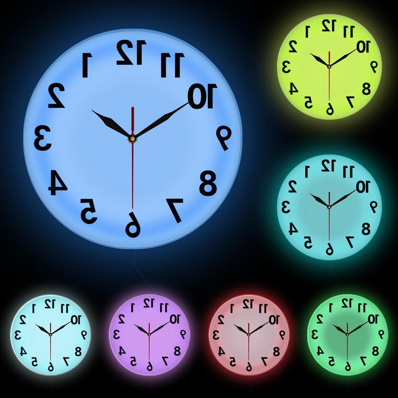 Ceas de perete inversat Numere neobișnuite înapoi Ceas decorativ modern Ceas Ceas excelent pentru peretele tău