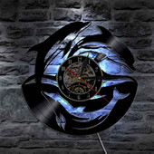 Delfin, mare, ocean, viață, animale, disc de vinil, ceas, subacvatic, faună sălbatică, ceasuri cu delfin marin, decor pentru cameră pentru copii, cadou de ziua copiilor