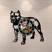 American Bully Pitbull Ceas de perete cu disc de vinil Decor pentru casă Animal de companie Cățeluș Animal Câine Lampă de perete modernă Iluminat decorativ