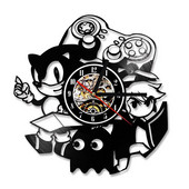 Sonic Game bakelit lemez óra Kreatív antik stílusú fali dekoráció LED óra Ajándék gyerekeknek 3D csendes felvételi óra 7 órával