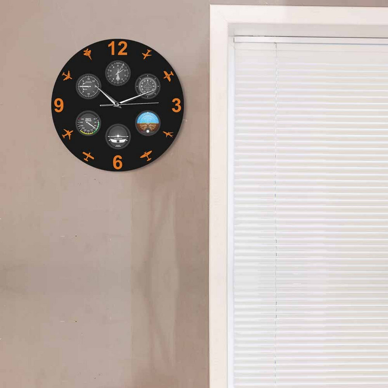 Ceas de perete cu instrumente de avioane Design Modrn Instrument de zbor cu avioane Ceas de perete pentru bar de acasă Cadou pilot aviator