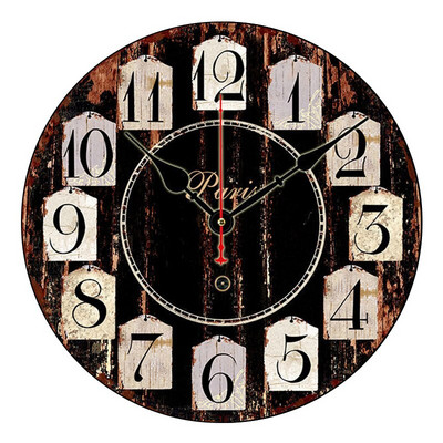 30cm Mājas radošs dekors Koka retro sienas piekaramie pulksteņi Mājas viesistabas dekors Kvarca pulkstenis Drop Piegāde