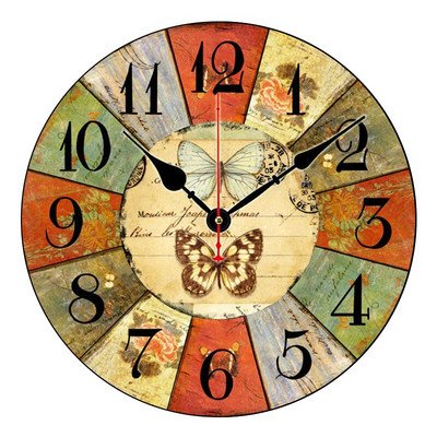 30cm Mājas radošs dekors Koka retro sienas piekaramie pulksteņi Mājas viesistabas dekors Kvarca pulkstenis Drop Piegāde