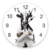 Modernus sieninis laikrodis Gyvūnų karvių ferma PVC sieninis laikrodis Namų dekoras Miegamojo tylus laikrodis laikrodžio siena svetainei