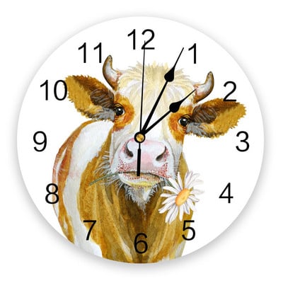 Modernus sieninis laikrodis Gyvūnų karvių ferma PVC sieninis laikrodis Namų dekoras Miegamojo tylus laikrodis laikrodžio siena svetainei