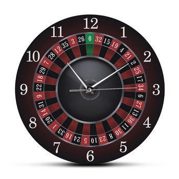 Μαύρο αθόρυβο ρολόι τοίχου Πόκερ Ρουλέτα Ρολόι τοίχου Μοντέρνο σχέδιο Δώρο καζίνο τυχερών παιχνιδιών Λας Βέγκας Διακόσμηση τοίχου για παιχνίδια