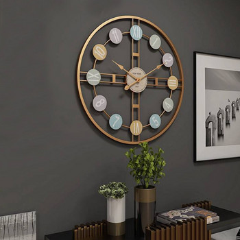 3D голям метален стенен часовник в скандинавски стил Битова спалня Железни художествени часовници Стенен часовник 3D кръгъл домашен декор Безшумен железен часовник