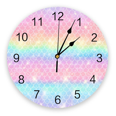 Ceas de perete creativ cu strălucire de dimineață, roz curcubeu, pentru decorarea biroului de acasă, camera de zi, dormitor, camera copiilor, ceas agățat