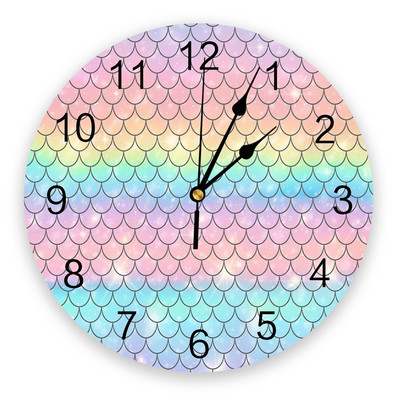 Ceas de perete creativ cu strălucire de dimineață, roz curcubeu, pentru decorarea biroului de acasă, camera de zi, dormitor, camera copiilor, ceas agățat