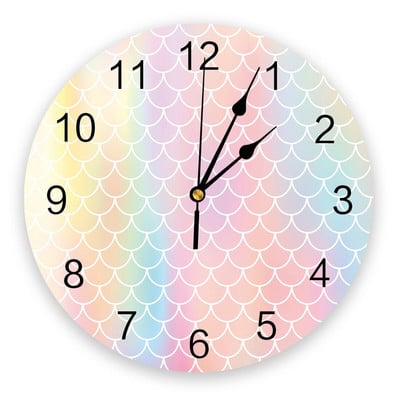 Ceas de perete creativ cu strălucire de dimineață, roz curcubeu, pentru decorarea biroului de acasă, camera de zi, dormitor, camera copiilor, ceas agățat