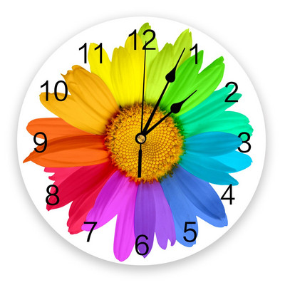 Ceas de perete creativ cu strălucire de dimineață, roz curcubeu, pentru decorarea biroului de acasă, camera de zi, dormitor, camera copiilor, ceas agățat