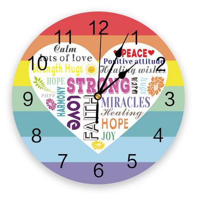 Ceas de perete creativ cu strălucire de dimineață, roz curcubeu, pentru decorarea biroului de acasă, camera de zi, dormitor, camera copiilor, ceas agățat