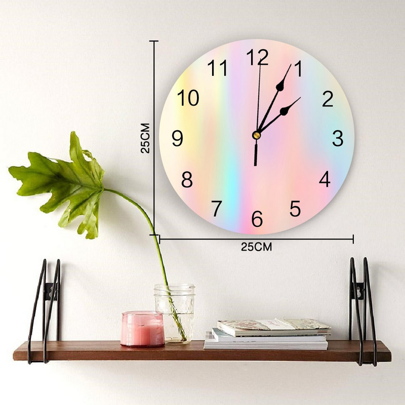 Ceas de perete creativ cu strălucire de dimineață, roz curcubeu, pentru decorarea biroului de acasă, camera de zi, dormitor, camera copiilor, ceas agățat