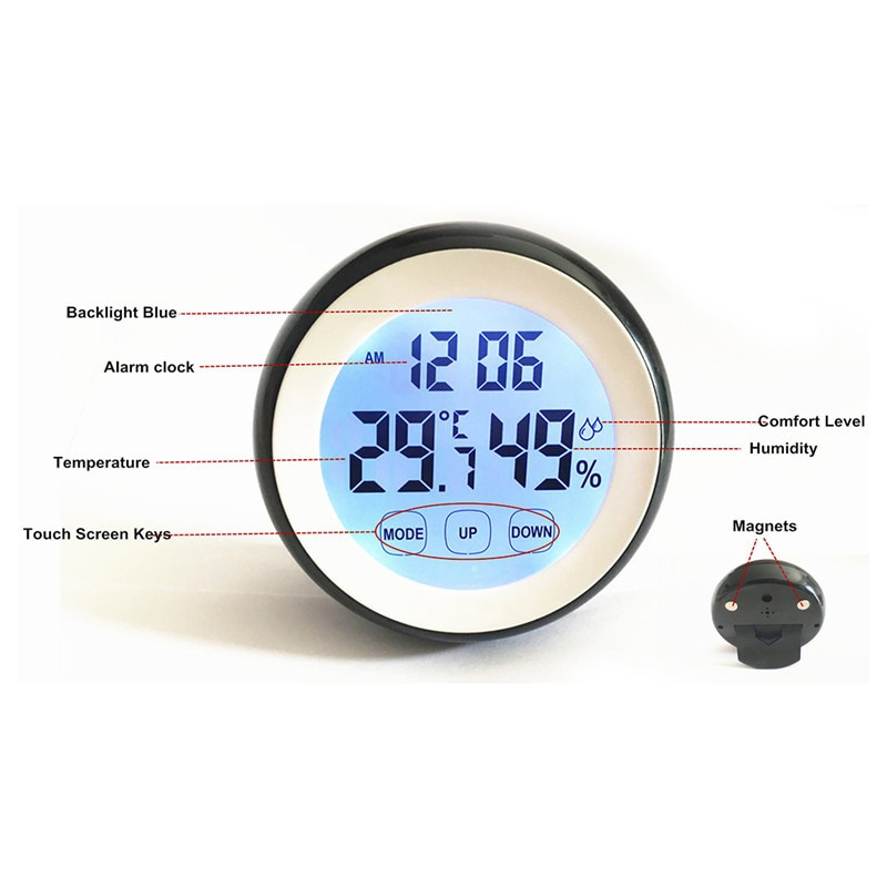 4 culori din plastic LCD digital temperatură umiditate funcție timp ceas de perete pentru interior stație meteo tester ceasuri iluminare din spate