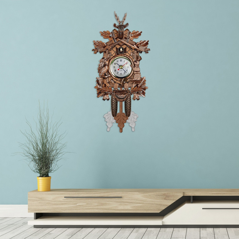 Ceas de perete cu cuc cu cuc Ceas cu alarmă cu clopoței Ceas retro din lemn pentru sufragerie Ceas cu alarmă cu leagăn în timp de păsări Ceas cu alarmă pentru decorarea casei
