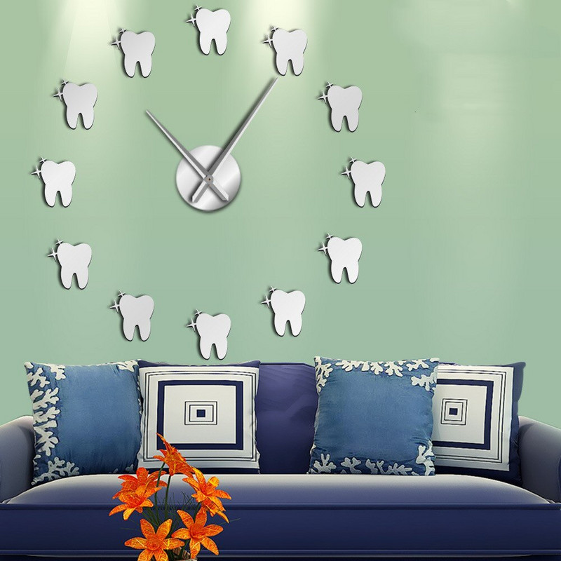 Dinți ceas de perete mare clinică dentară decor acasă design modern real mare diy ceas de perete silențios cuarț