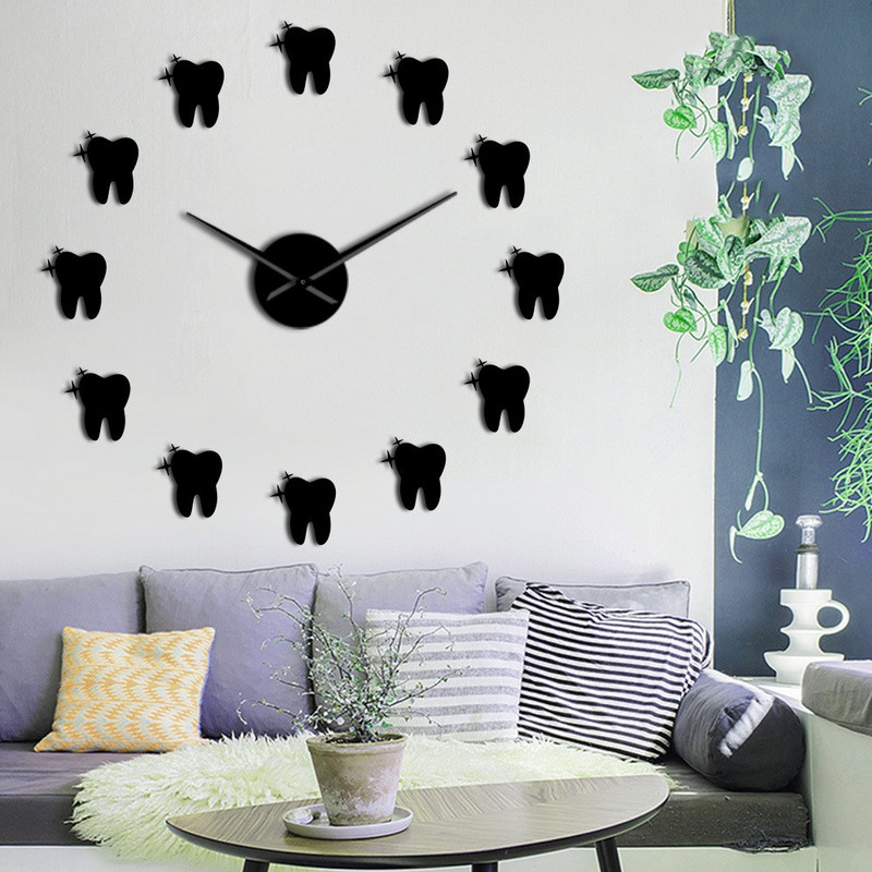 Dinți ceas de perete mare clinică dentară decor acasă design modern real mare diy ceas de perete silențios cuarț